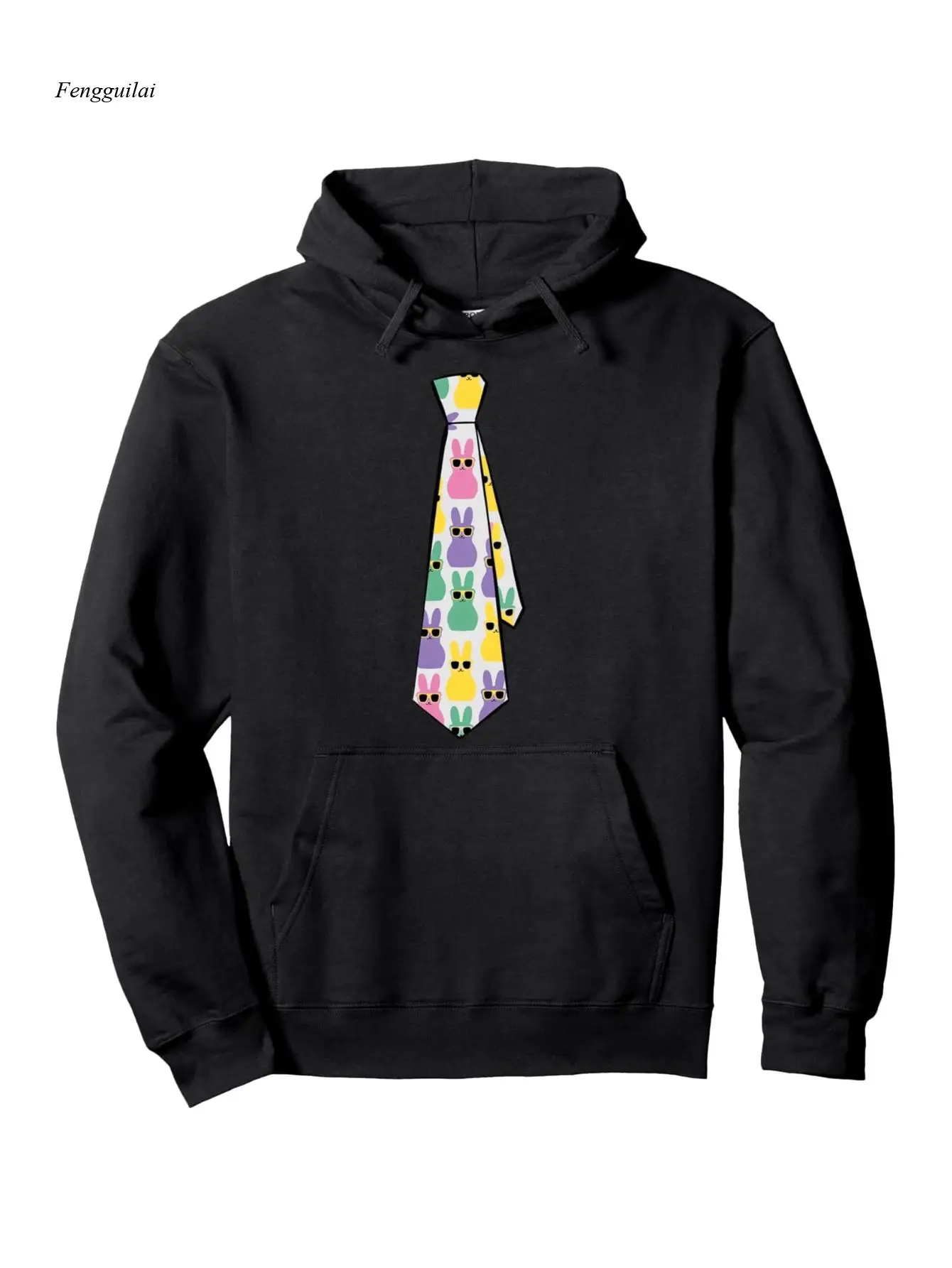 

Толстовка с капюшоном и галстуком пасхального кролика — пуловер с забавными заячьими ушками и галстуком с принтом