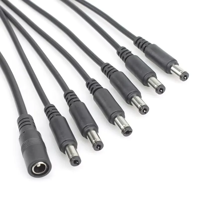 30pcs Female 1 To 6 Male 30cm Length, 5.5x2.1mm ,Female To  Male Plug DC Power CCTV Camera Splitter Cable