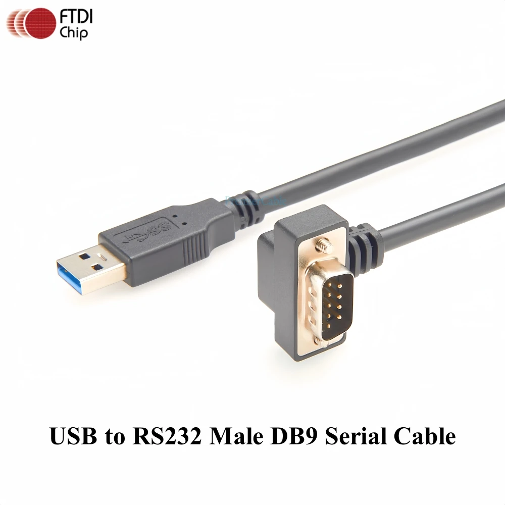 

USB to Serial RS232 Converter Cable 90 Degree Down Angled D-Sub 9Pin Male RS232 to USB2.0 Cable for Cashier Register Modem