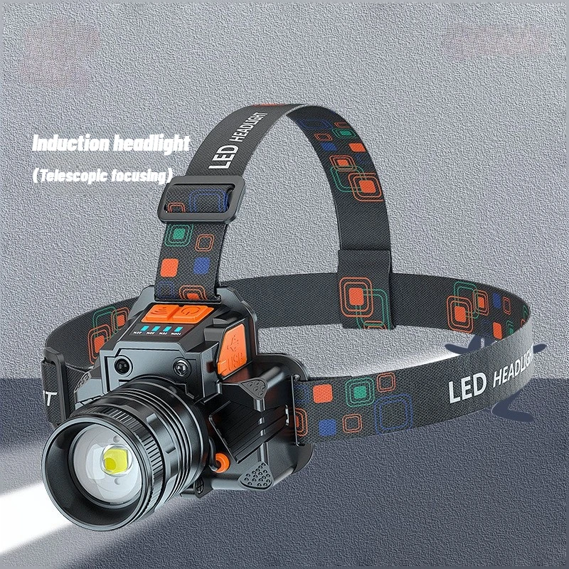 Rechargeable Powerful Sensor Headlamp USB Head Flashlight Torch Headlights LED Head Light Camping Search Light Fishing Headlamp