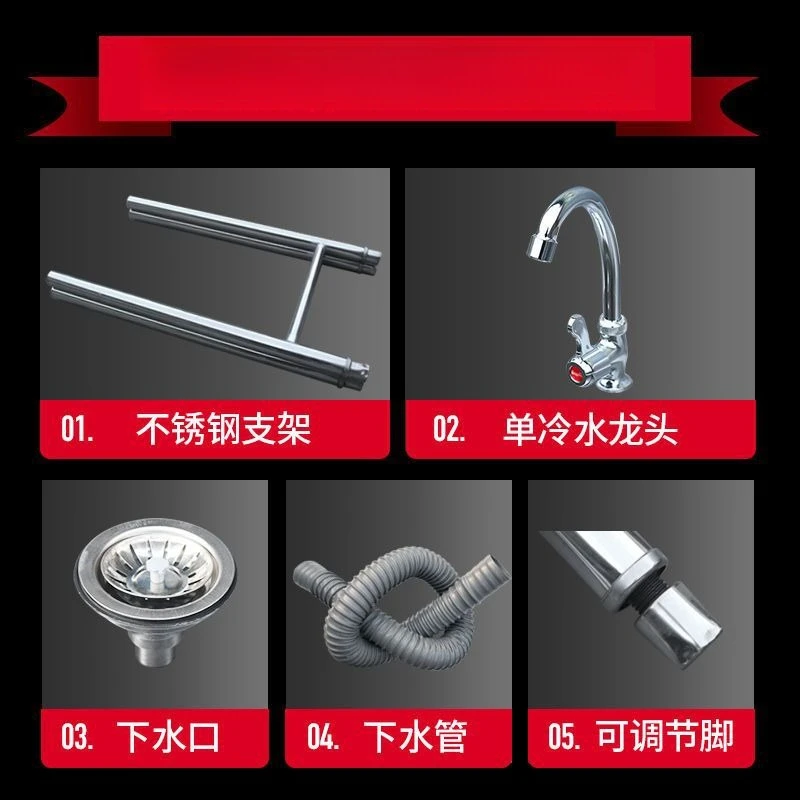 Commercial stainless steel sink with bracket sink, washing hands, washing dishes, single double three-tank sink