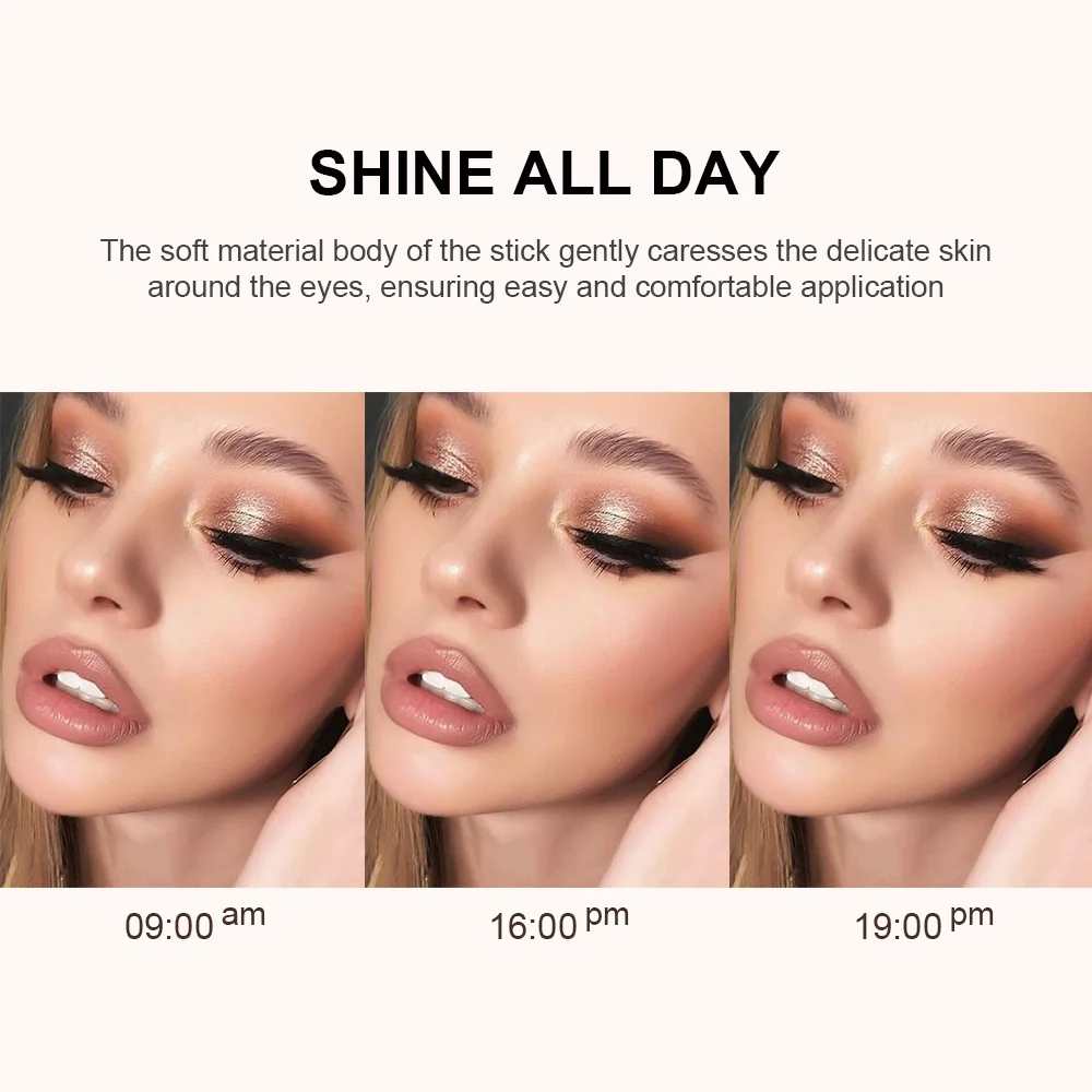 Barra iluminadora com glitter para os olhos à prova d'água, de longa duração e glitter colorido Anti-manchas Uma bolsa de maquiagem indispensável para todos os tipos de pele