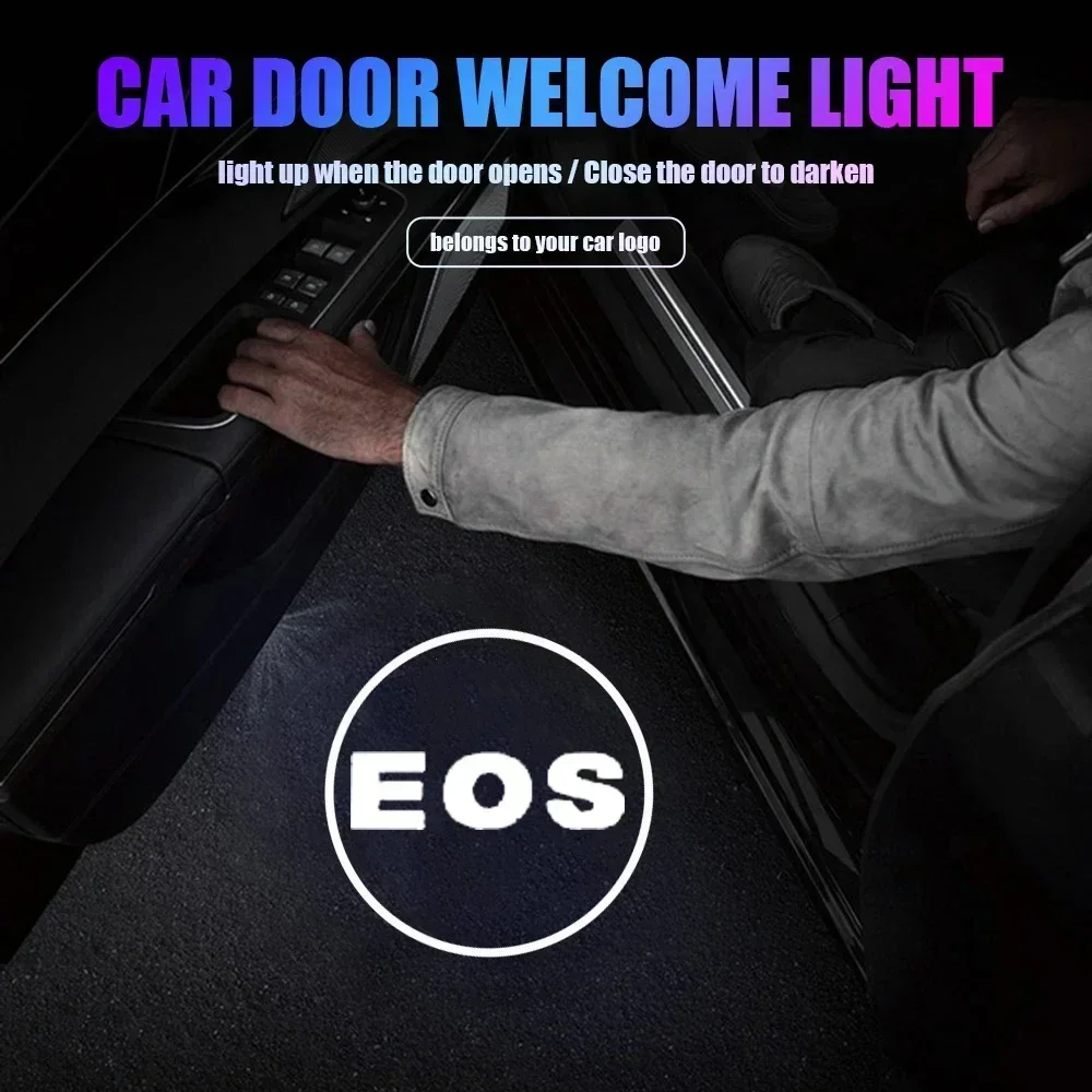 2Pcs For Volkswagen VW Eos 2008-2015 LED Car Door Welcome Lights Modified Auto Emblem Projector Ghost Shadow Lamp Decoration