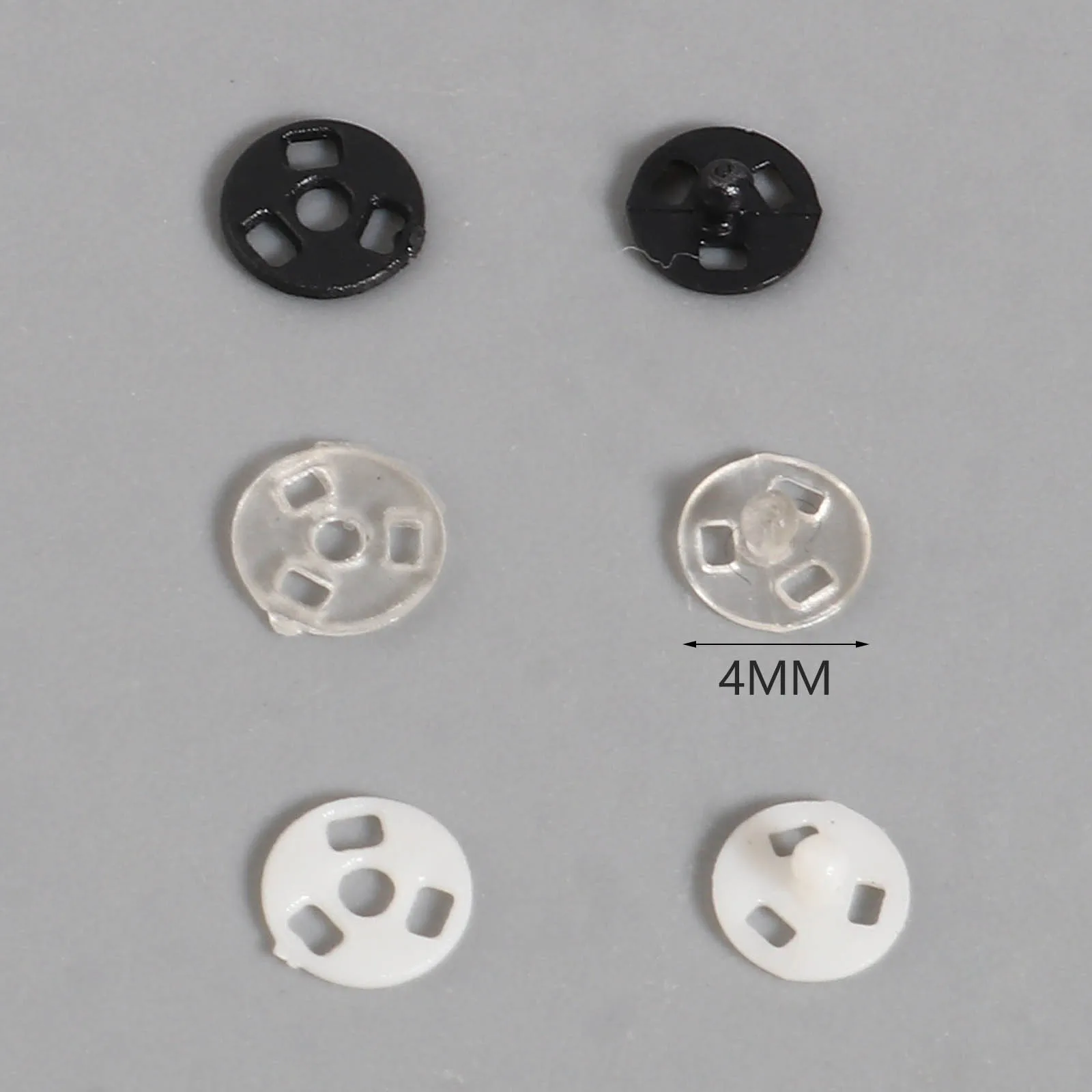 30 Sets (2pcs/Set)  Plastic Hidden Button Round  Snap Fasteners Press Button For Clothes Doll Making Sewing Accessories 4mm Dia.