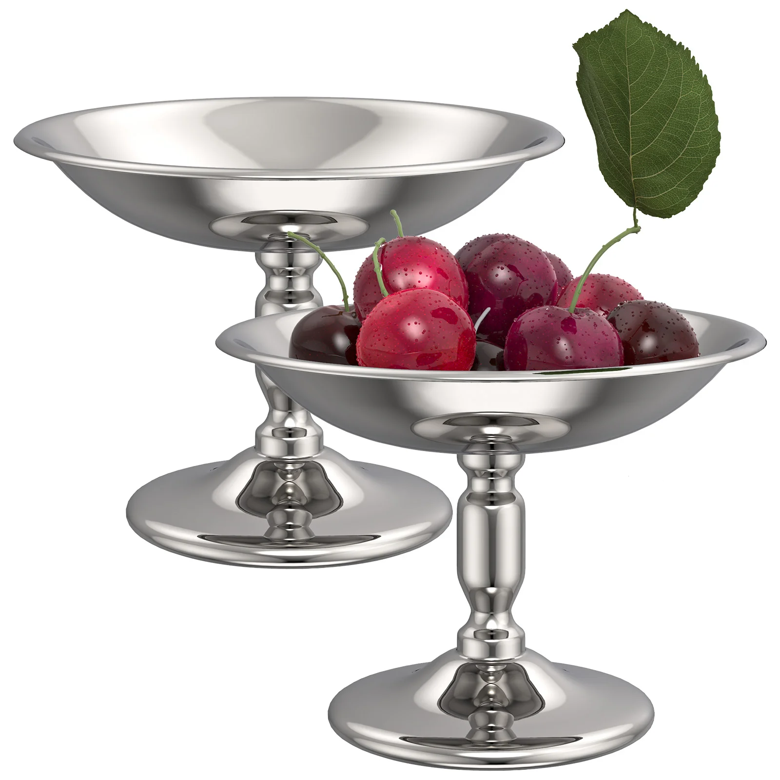 

2 Pieces Ice Cream Bowl Stainless Salad Cup Dessert Holder Cups Steel Fruit Creative High Base Yogurt Bride Pudding Snacks