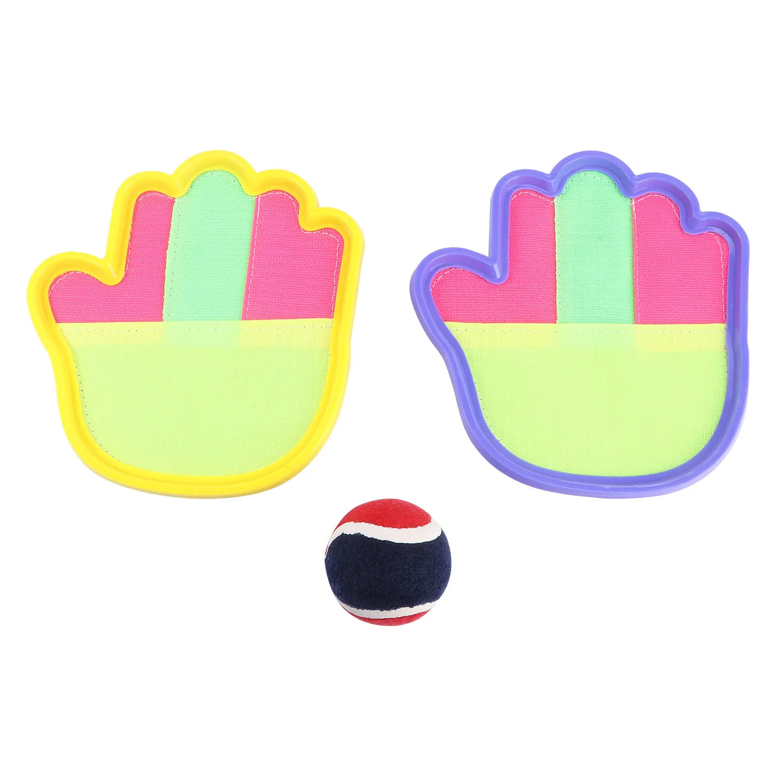 1Set Catch Bat Game for 2 Players Ball Toss Catch Paddle with Back Handle Family Outdoor Summer Play Tennis Toy Ball