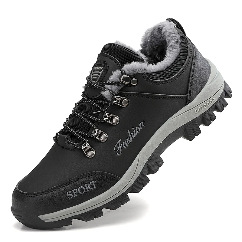 Winter Hiking Shoes Men Warm Boots Outdoor Camping Anti-collision Climbing Shoe Lace Up Climbing Trekking Sneakers