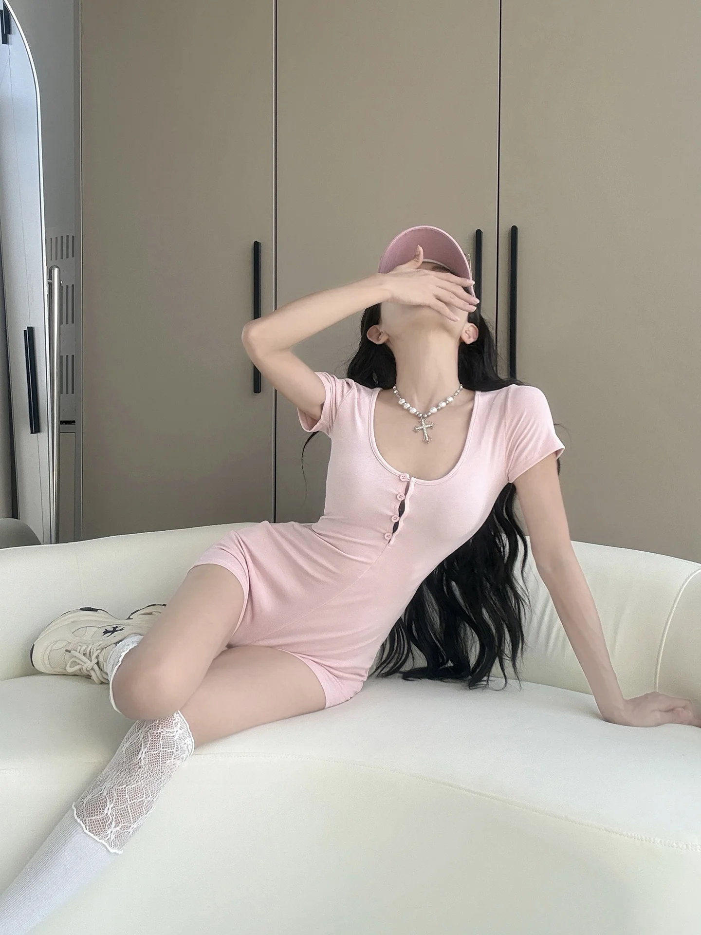 

Pilates Yoga One-Piece Suit Women's Sport Short Sleeve T-Shirt Beautiful Training Jumpsuit Fitness Set High Waist Shorts