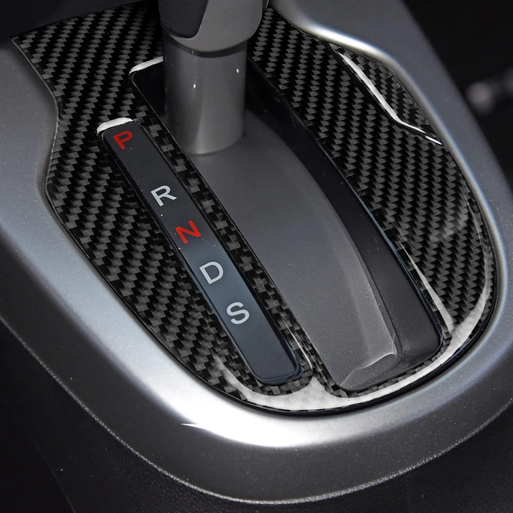 For Honda Fit Jazz 2014 2015 2016 2017 2018 Gear Shift Trim Panel Cover Soft Real Carbon Fiber Sticker Car Interior Accessories