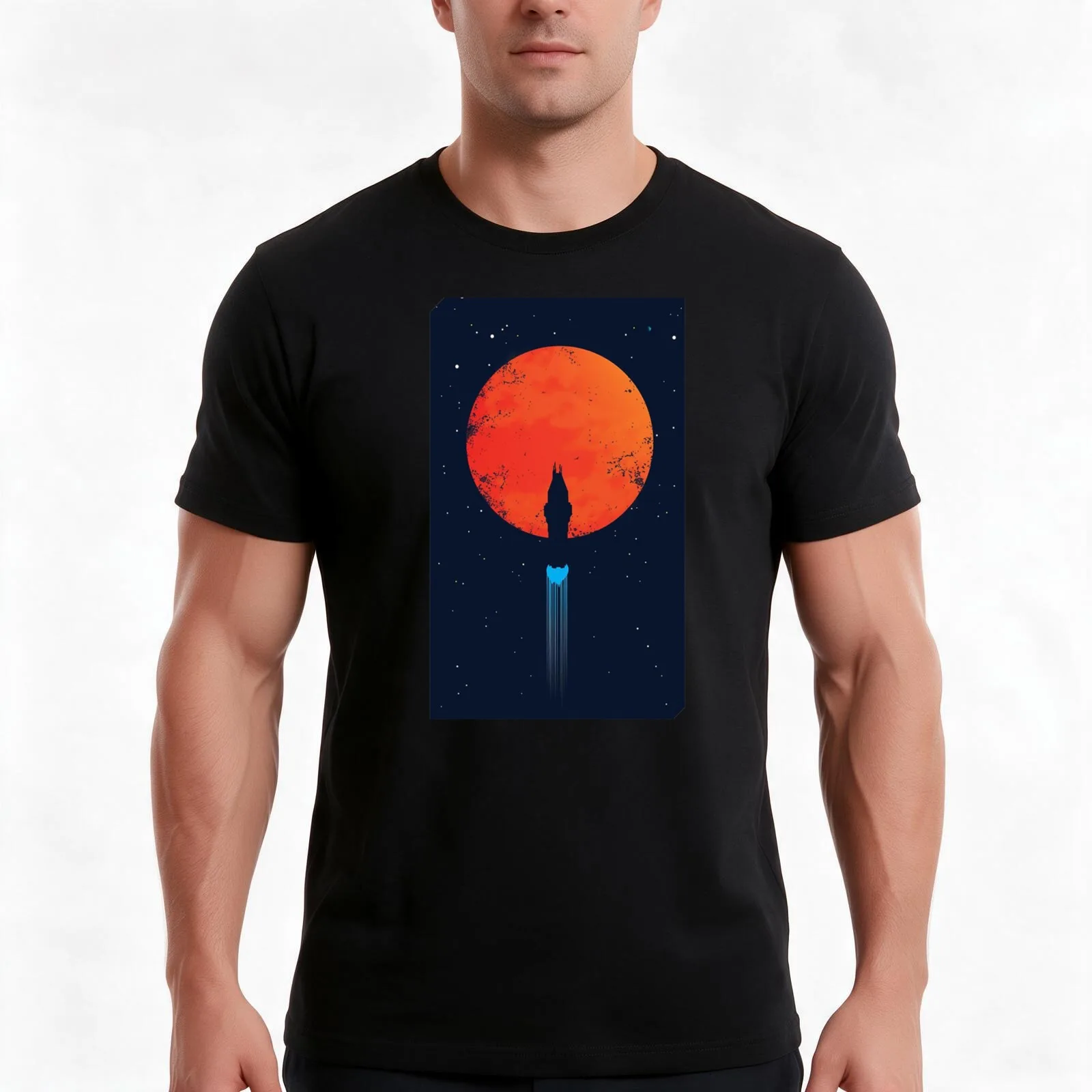 Expanse - Showing the Silhouette of the Rocinate T-Shirt, Summer Casual Cotton Tee, Oversized Streetwear Tops, Unisex Men Women