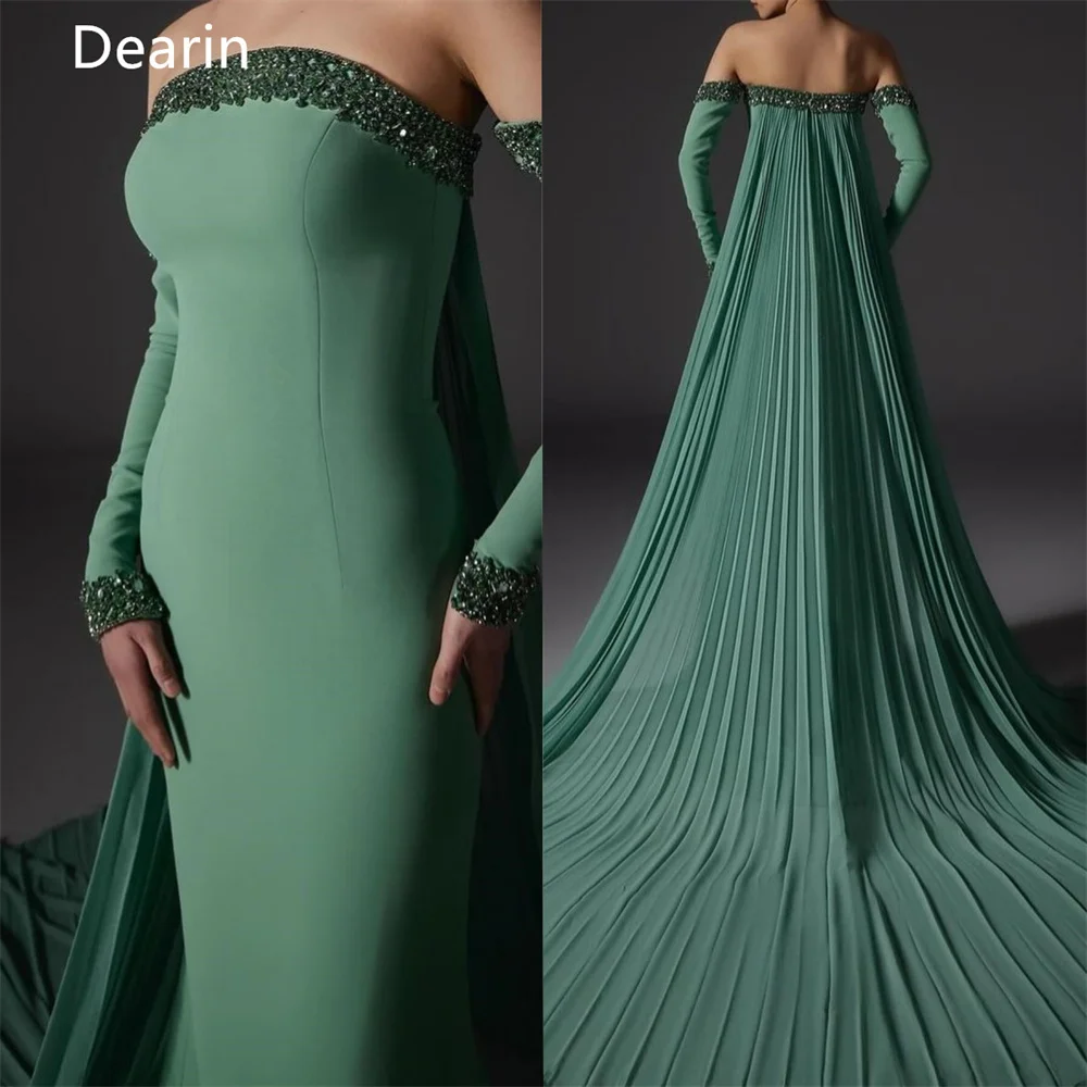 

Customized Prom Dress Dearin Strapless Ball Floor Length Sequin Open Back Draped Skirts Hugging Bespoke Occasion Dresse