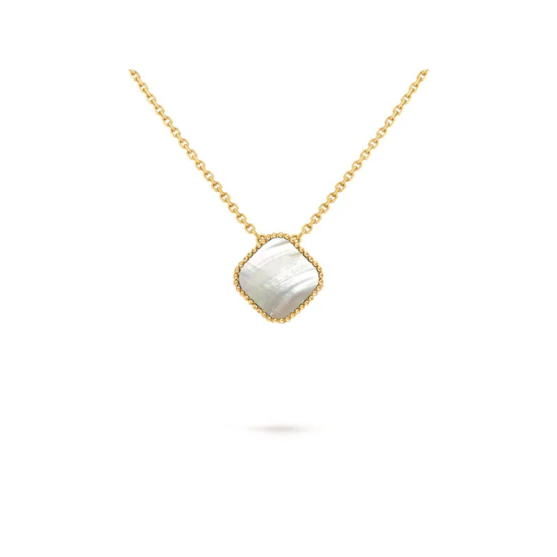 925 Silver High-Quality Enamel Shell Gold Plating Clover Necklace Lucky Floral Link Necklace Women Elegant Jewelry Gift