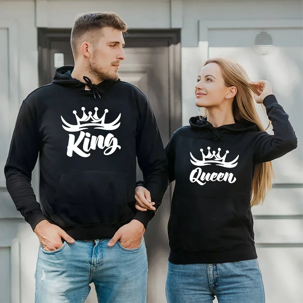 

2024 Mens KING QUEEN Printed Couple Hoodies Sportwear Set Lover Tracksuit Hoodie 2 Piece Hoodi Suits Lover Clothes