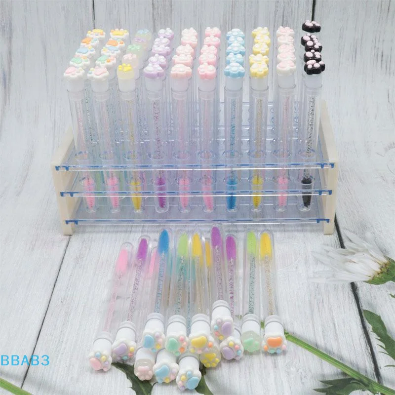 Tube de brosse à cils patte de chat de dessin animé, baguettes de Mascara jetables, bobine de cils réutilisable, nettoyeur anti-poussière, Tubes de rangement
