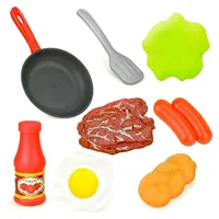 8PCS Kids Kitchen Play Food Set - Pretend Cookware with Steak, Vegetables, Bread & Hot Dog for Toddler Cooking Games 5