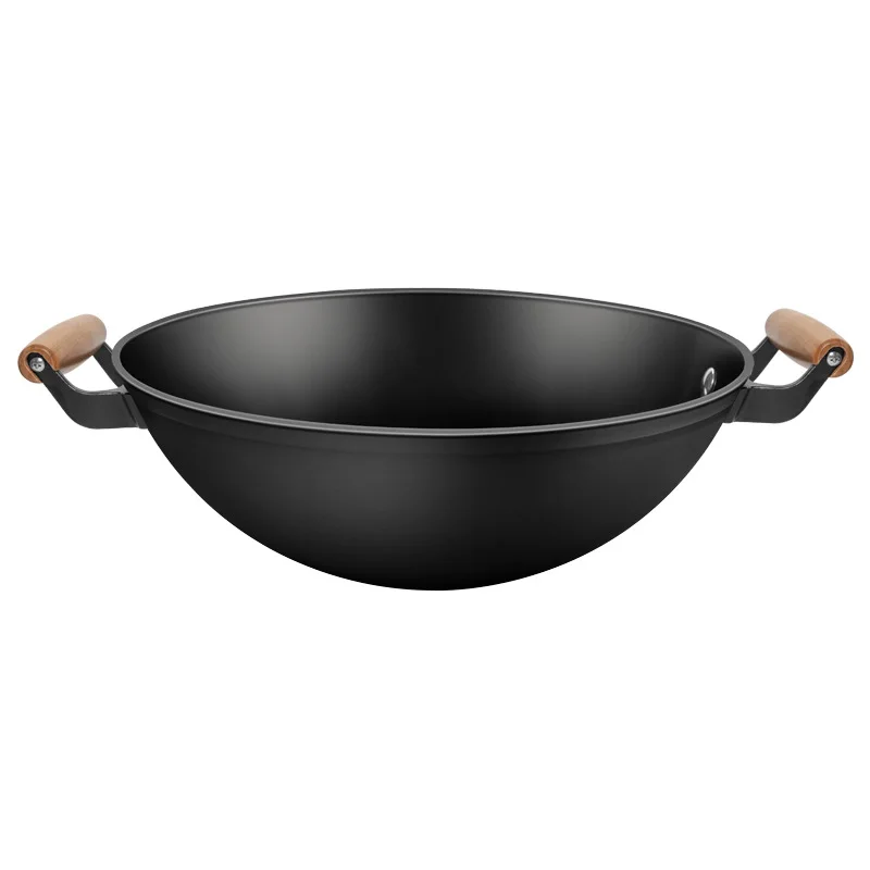 

Утюг-вок с двойными ушками, старомодная большая сковорода с антипригарным покрытием без покрытия, подходит для газовых и угольных газовых плит.