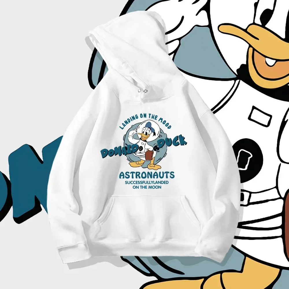 Trendy Lovely Pattern Male Sweatshirts Donald Duck Disney Cartoon Cozy Men Hoodies Loose Pocket Autumn Winter Daily Pullover