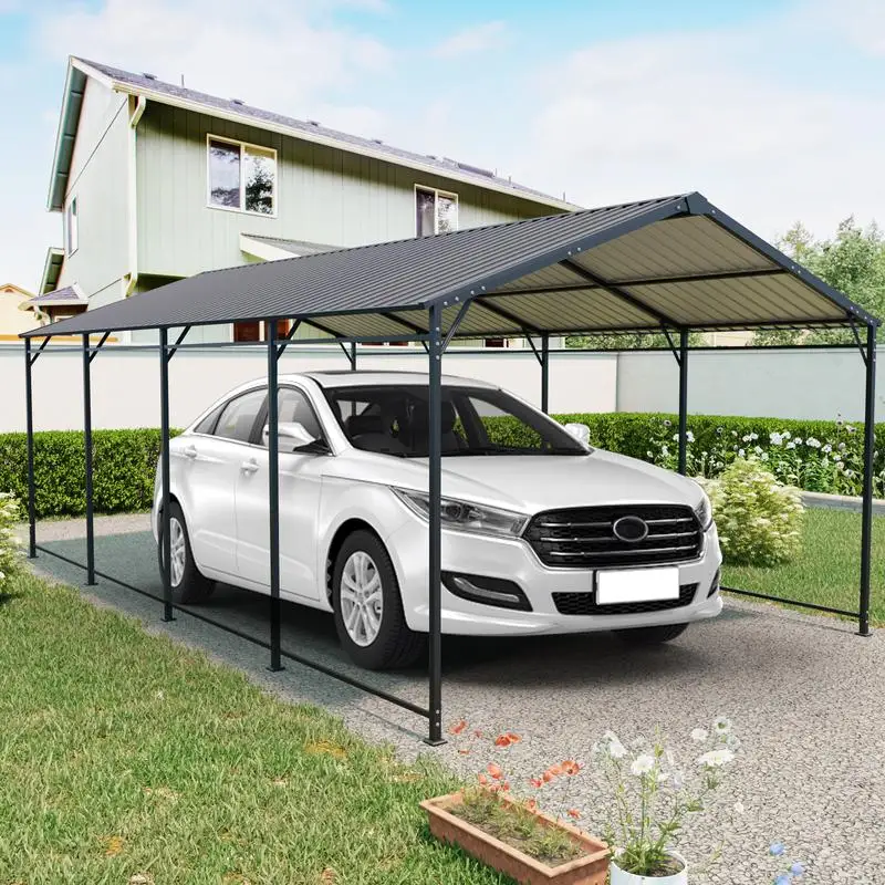 

Heavy Duty 12x21 FT Carport with Galvanized Steel Roof & Frame, Durable Metal Garage for Cars, Trucks, Boats, Tractors