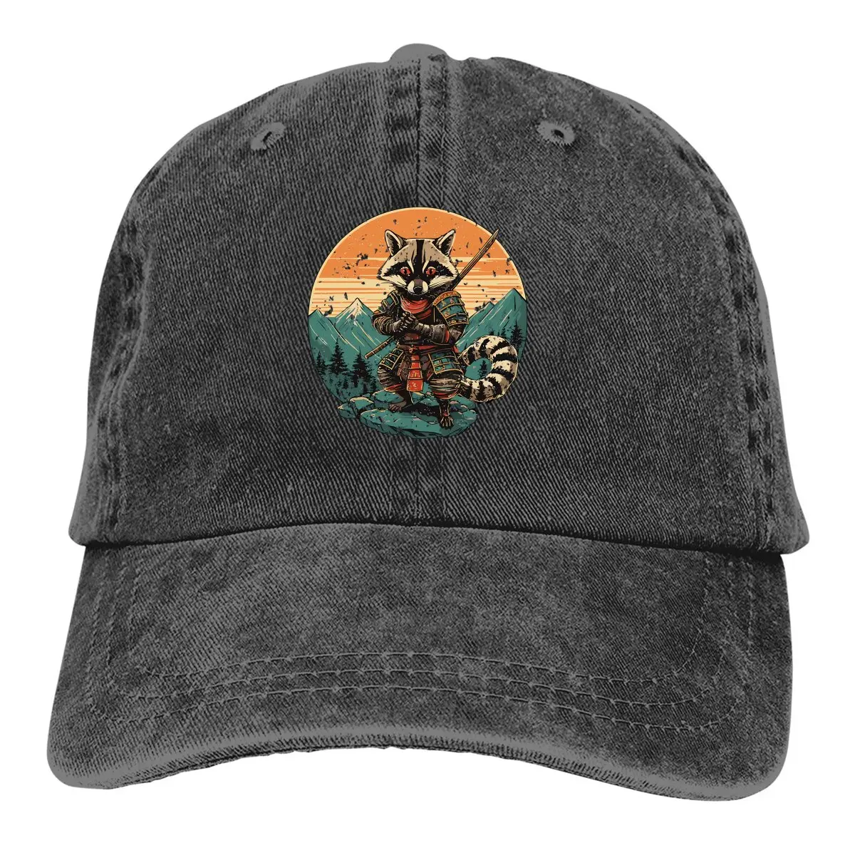 Racoon Samurai Sunset Baseball Cap Men Hats Women Visor Protection Snapback Raccoon Lover Caps