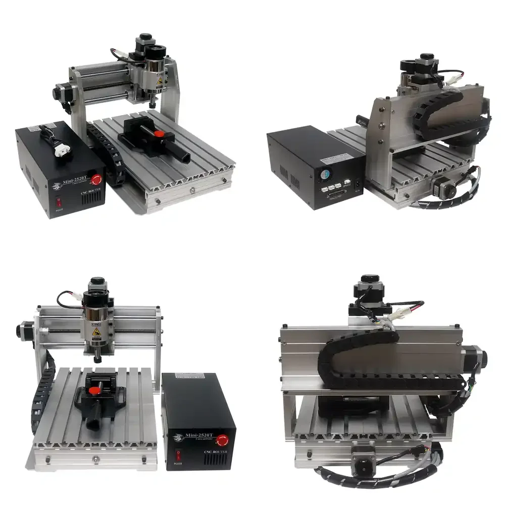 LY Mini 3-axis CNC Router 200W Spindle Motor 250x200mm Working Area Mach3 for Wood Plastic Carving 2520T 3D Engraving Milling