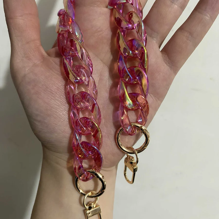 DIY Chunky Acrylic Chains Strap For Handbag Shoulder Bag Colorful Clear Big Resin Chain For Jewelry AB Colorful Bag Accessories