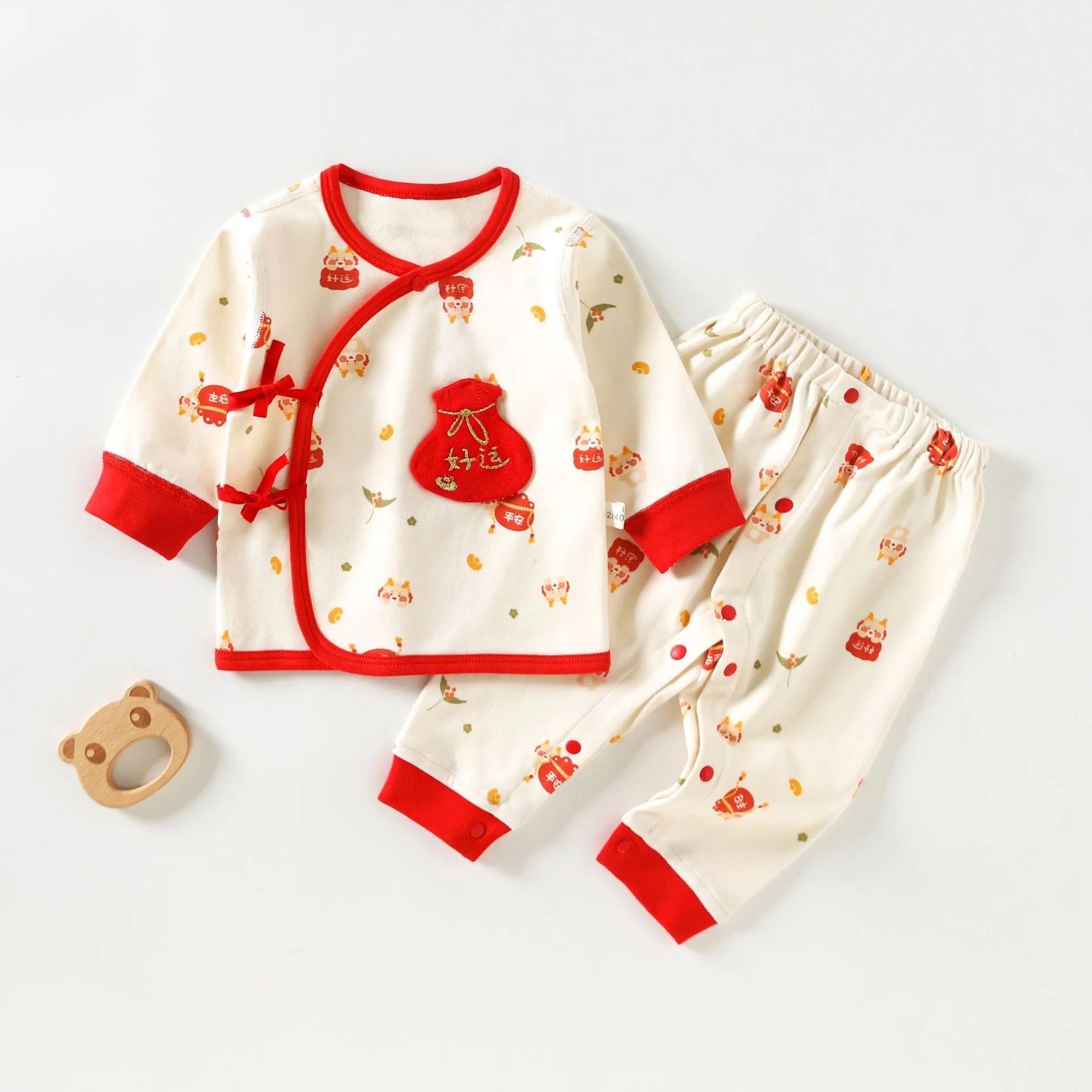 Baby Underwear Set Spring and Summer Pure Cotton Baby Split Outfit 0-6 Months Full-Month Outfit with Snap Crotch for All Seasons