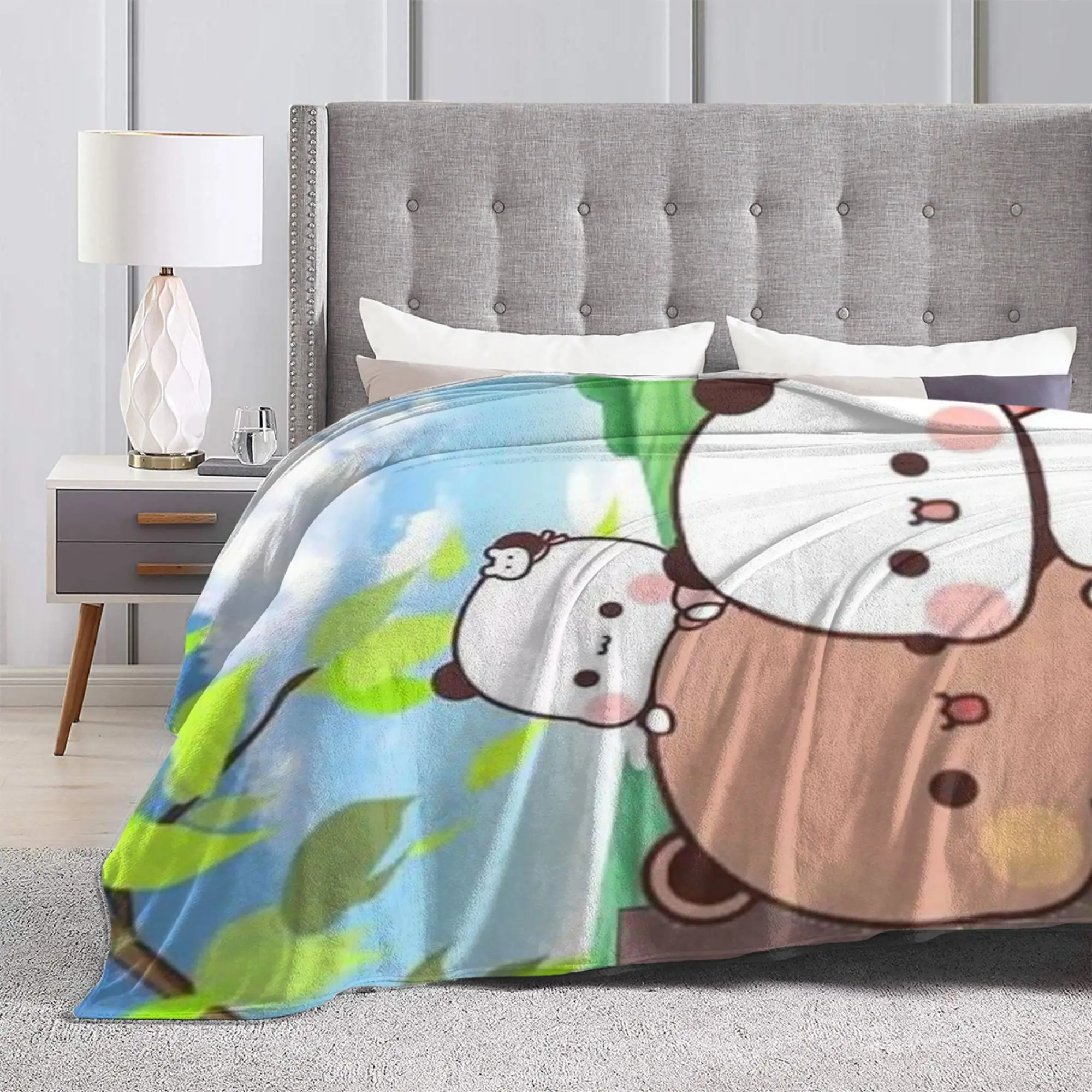 Family Panda Bubu Dudu Fleece Throw Blanket  Blanket for Bed Bedroom Lightweight Bedroom Quilt