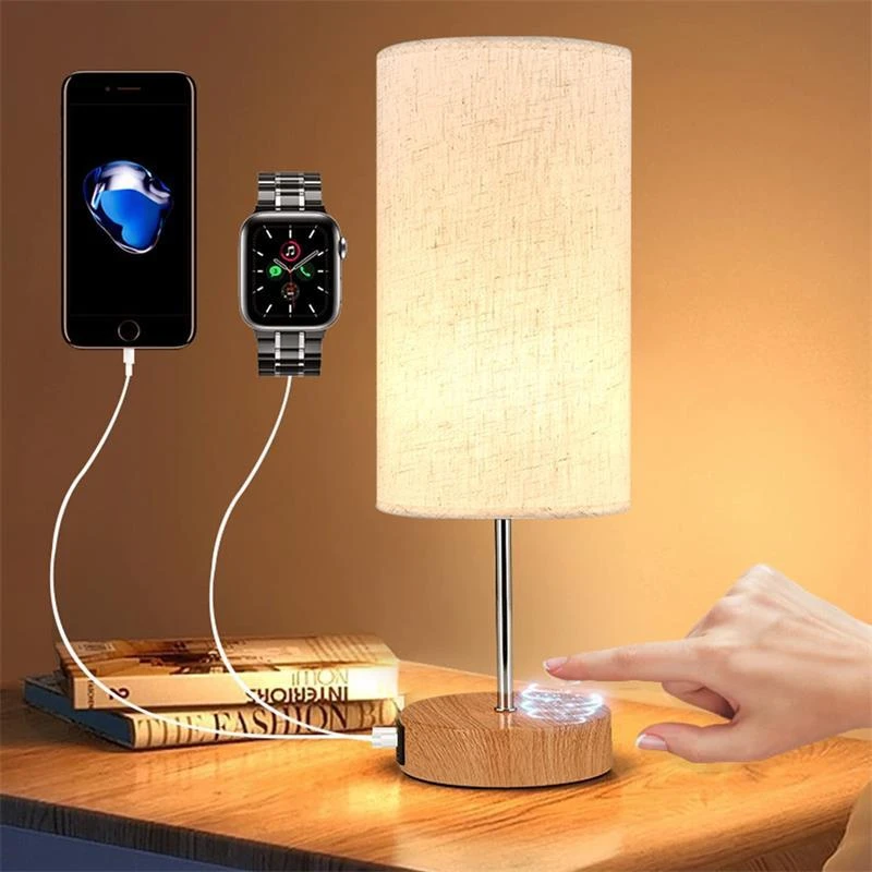 

Modern Indoor LED Desk Lamp with Night Lights Smart Home Bedside Table Lamp Bulbs Iron Body for Bedroom and Living Room