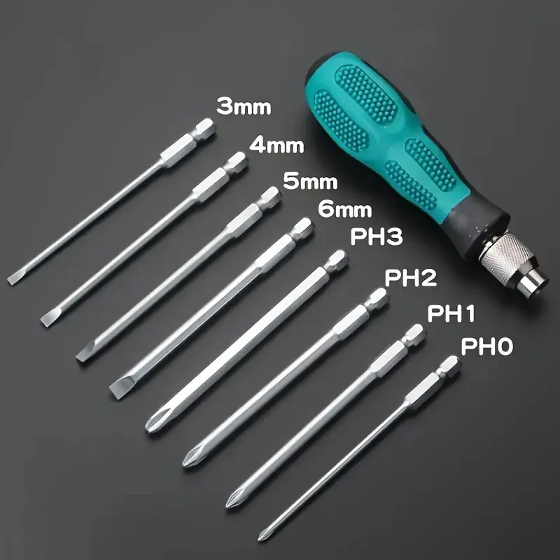 ~ 2025 جديد 9 قطعة/المجموعة طقم مفك برغي 1/4 "/6.35 مللي متر مشقوق بت مع المغناطيسي Multitool الأجهزة المنزلية إصلاح الأدوات اليدوية