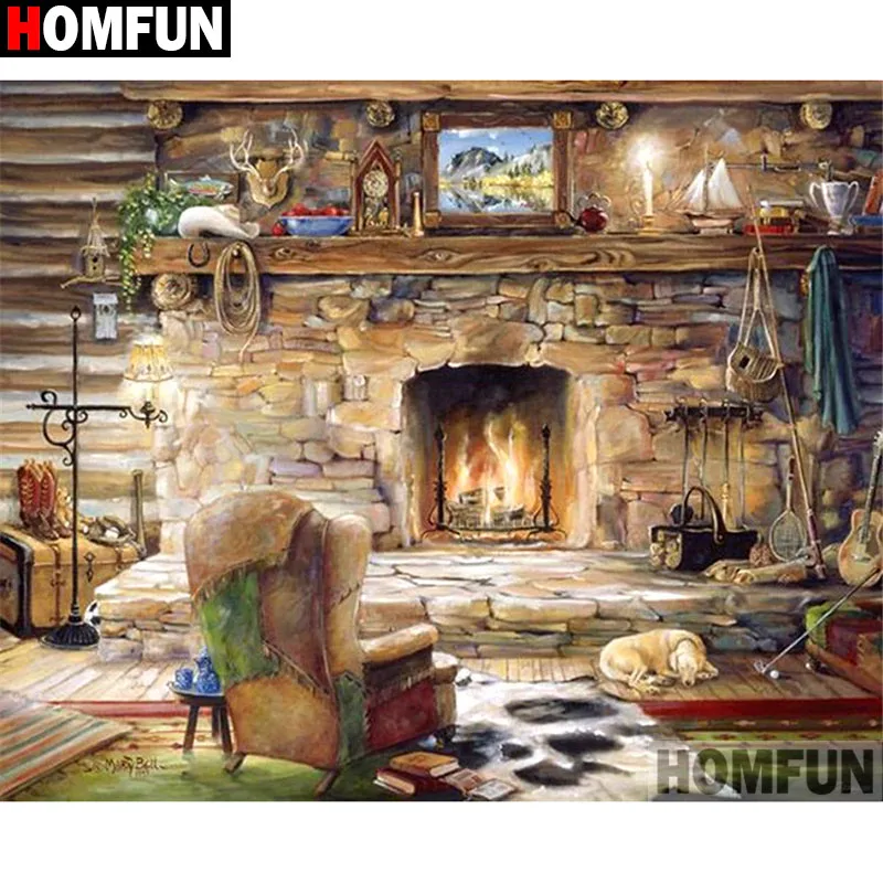 HOMFUN-pintura de diamante 5D DIY "paisaje", bordado de diamantes de imitación cuadrados o redondos, estilo punto de cruz 5D, decoración del hogar, A08782