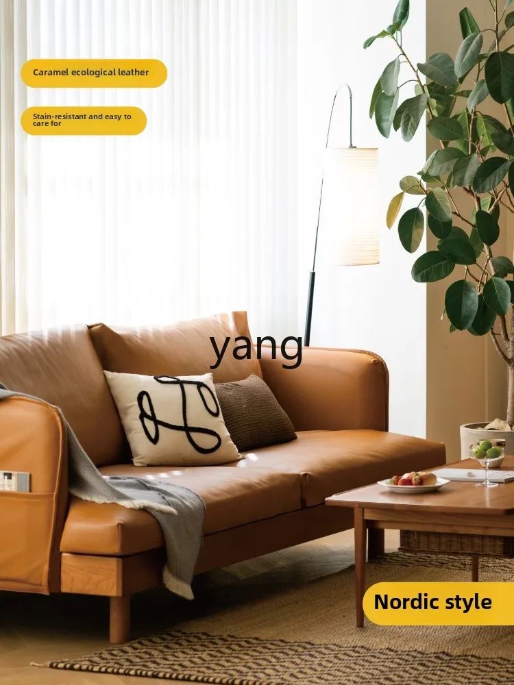 LTT fabric retro corduroy ecological leather sofa cherry wood small apartment living room