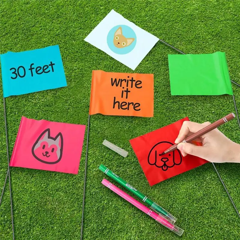 ABIY 120Pack 6 Color Marking Flags Colorful Flags 15X4x5inch Lawn Flags Markers Landscape Flags