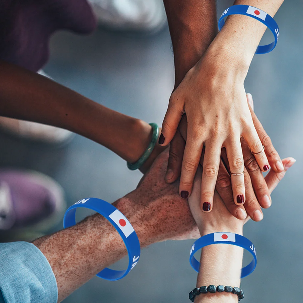 

4pcs Silicone Wristbands Japan Flag Rubber Bracelets Adjustable Sports Party Event Souvenirs National Flag Support Gear For Men