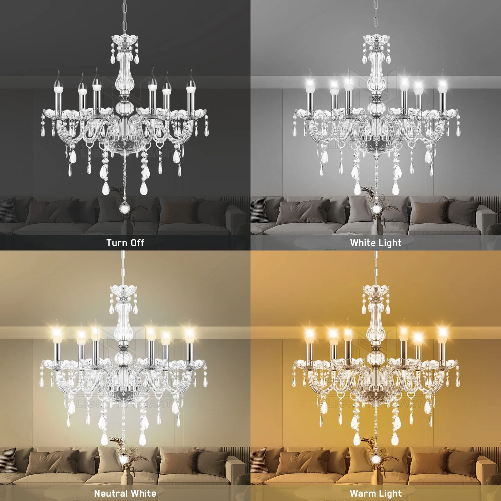 Elegant 6 Chandelier Lighting Modern Crystal Lights Kitchen Chandeliers Light Ceiling Pendant Lamp Transparent Color