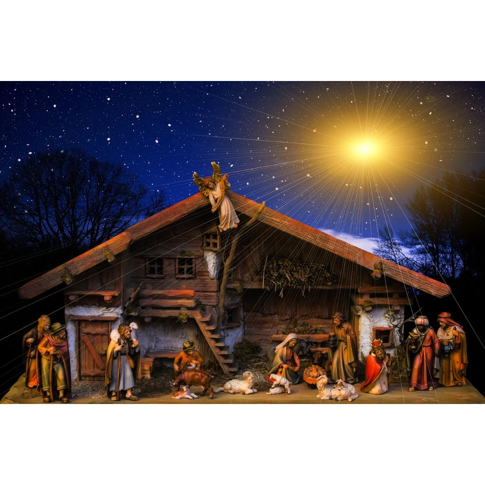Vintage Christmas Nativity Scene Paper Jigsaw Puzzle, Holy Night Manger Birth Story Art Puzzle, Family Holiday Decor Gift