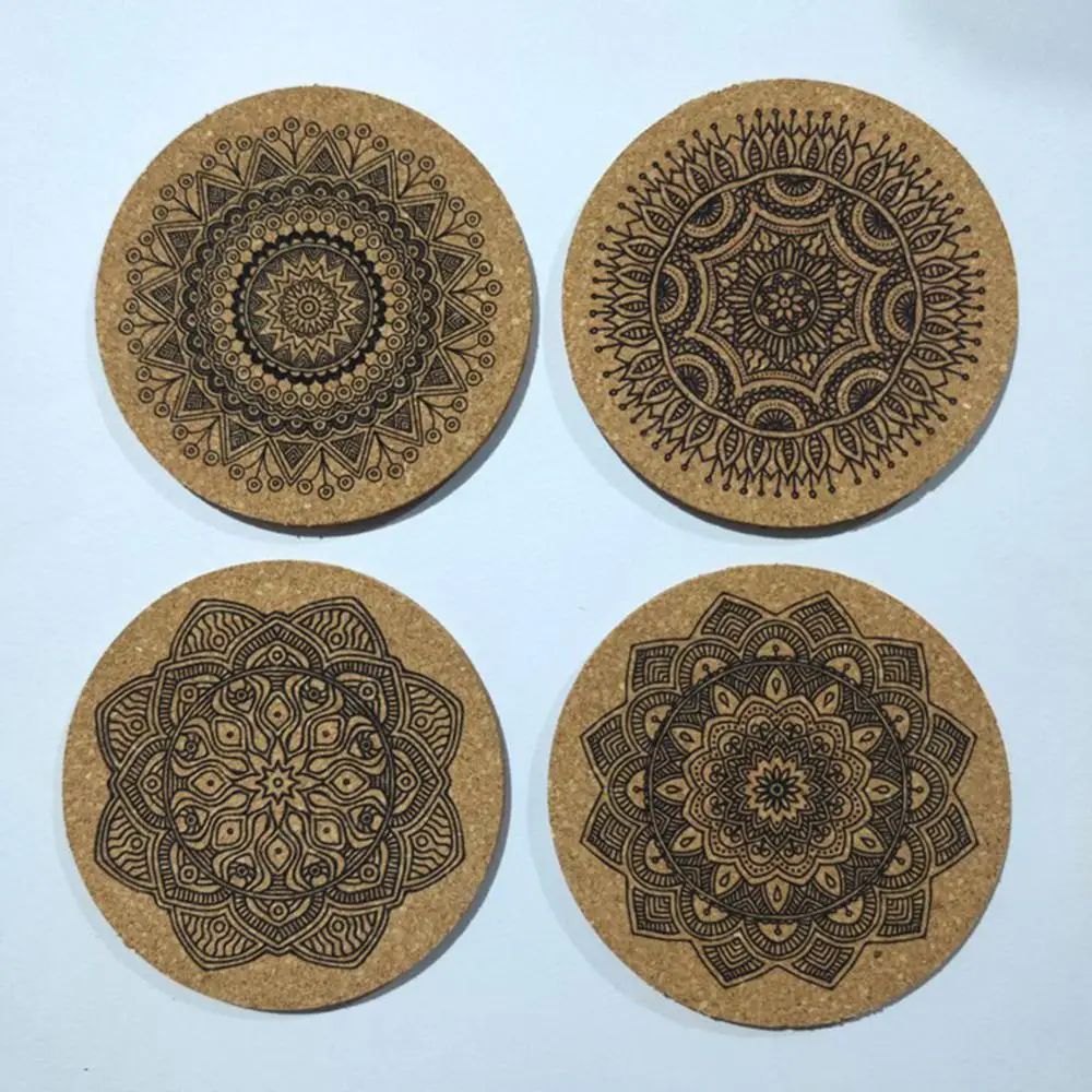 Kaffeetasse Pad mit Rack Nordic Mandala Runde Kork Untersetzer kreativ 1 Set Küchen zubehör Holz Untersetzer Tisch matte rutsch fest