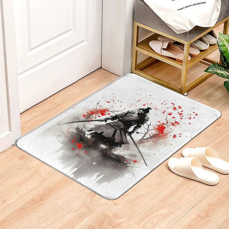 

Japanese Style Illustration Cartoon Door Mat Non-Slip Foot Mat Living Room Bedroom Cafe Floor Mat Nordic Style Home 40x60cm