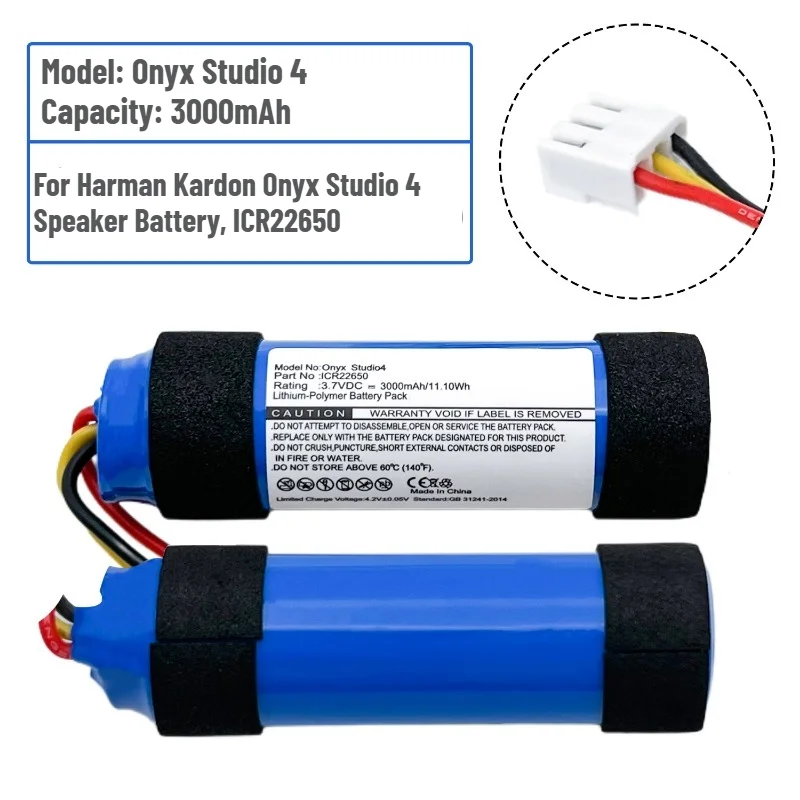 ICR22650 Battery 3.7V 3000mAh For Harman Kardon Onyx Studio 4 Bluetooth Speaker High Quality Replacement Battery