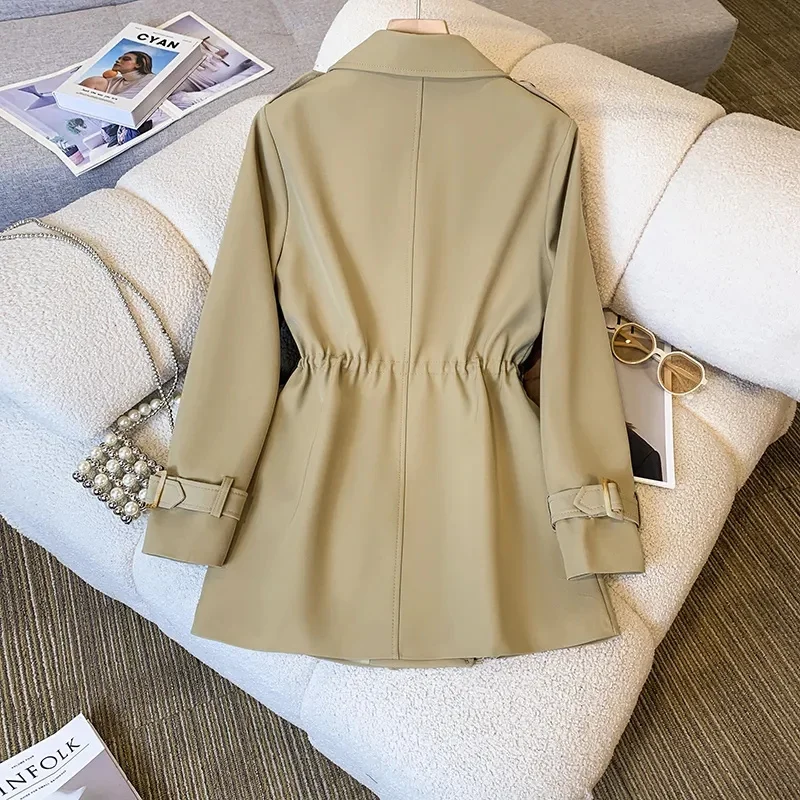 

Autumn Women Long Sleeves Lined Coat 2025 High-end Femme Leisure Loose Trench Outwear Retro Ladies Fashion Windbreaker Jacket