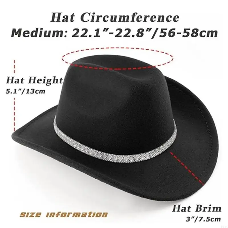 F3KC Mũ đính cườm phương Tây dành cho nam nữ Unisex Sử dụng trong nhiều trang phục và hoạt động thời trang khác nhau