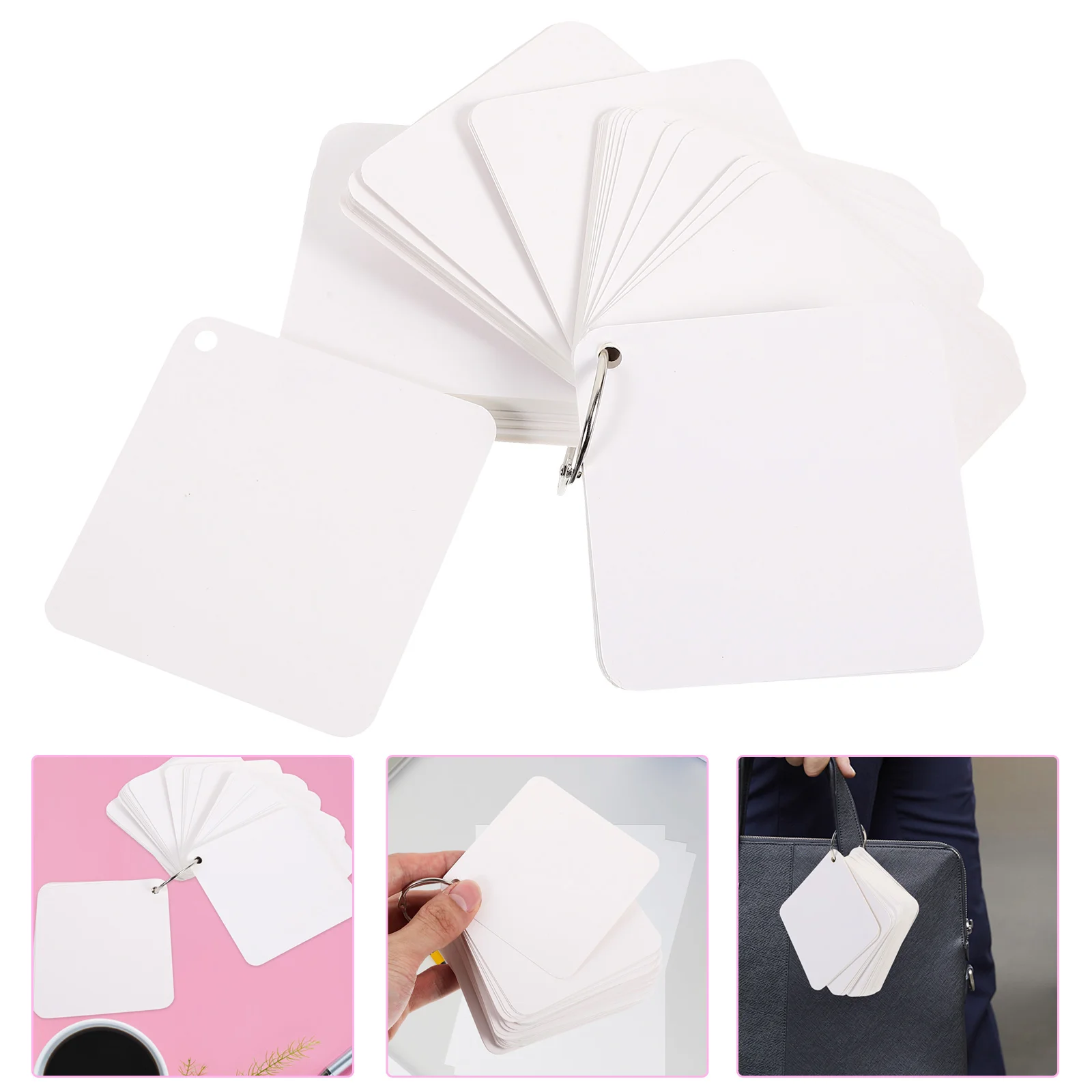 

Flash Cards With Binder Ring Blank Index Rings Paper and Envelopes White for Studying Baby