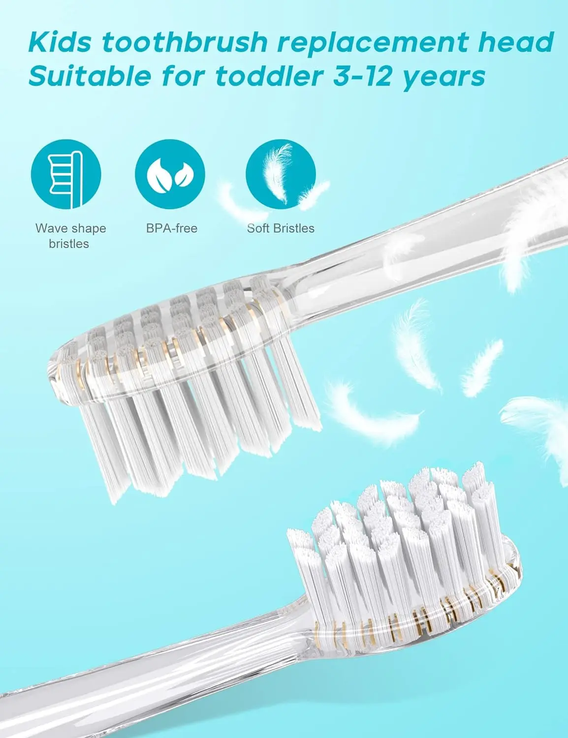 Seago Baby Kids Toothbrush Heads SG-923 Electric Toothbrush Replacement Head Compatible with SG-977 SG-2139 and SG-513 Pack of 4