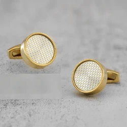 Free Shipping New Product Light Luxury Elegant Circular CD Accessories Enamel Metal Cufflinks Men's Wedding Gifts