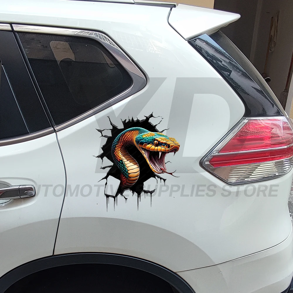 3D Realistic Snake Car Sticker Broken Wall Python Decals Waterproof Vinyl Auto Styling Scratches Occlusion Motor Decor