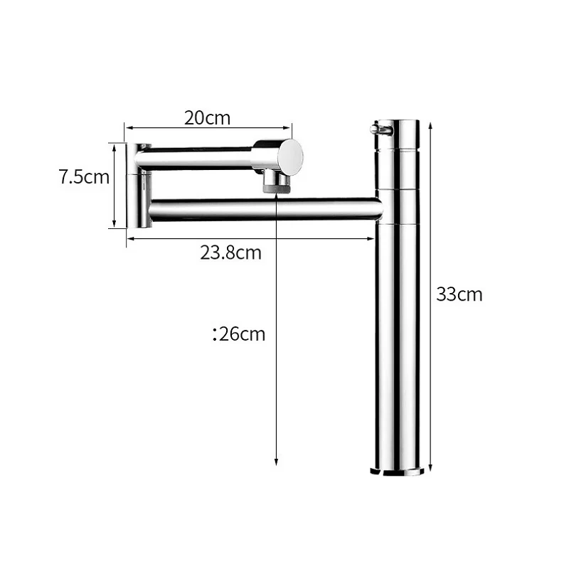 Imagem -06 - Torneira de Pia de Cozinha Dobrável Latão Pot Filler Braço de Balanço Retrátil Torneira Misturadora de Água Fria e Quente Giratória de 360 Graus Cromo