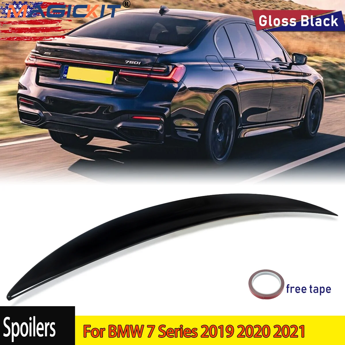 

M Performance Style For BMW 7 Series 2019 2020 2021 G11 G12 730 740 750 ABS Material Rear Trunk Lip Spoiler Car Accessories