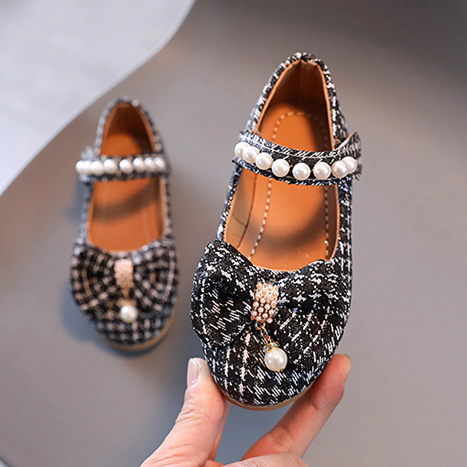 

Kids Leather Girls Shoes Pearl Bownot Princess Shoes For Baby Kids Party Wedding Children Flats Spring Summer Dress Shoes