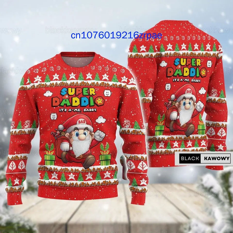 Super Mario Bowser Weihnachten Hässlicher Pullover Herren Damen 3D-Druck Hässliches lässiges Sweatshirt Weihnachtssweatshirt