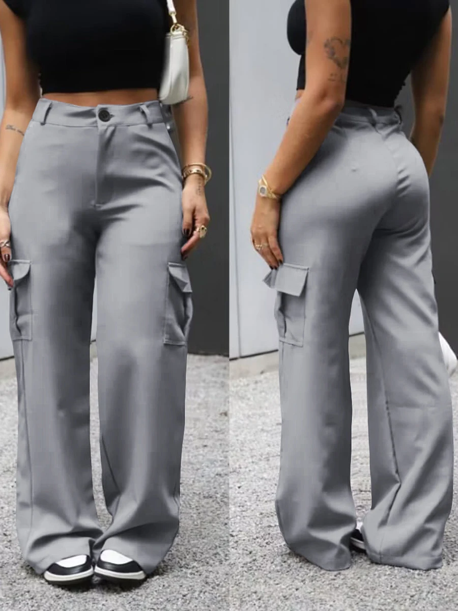 Women High Waist Cargo Pants Y2K Streetwear Baggy Wide Leg Trousers Casual Vintage Loose Multi Pocket Pants Autumn Fashion New