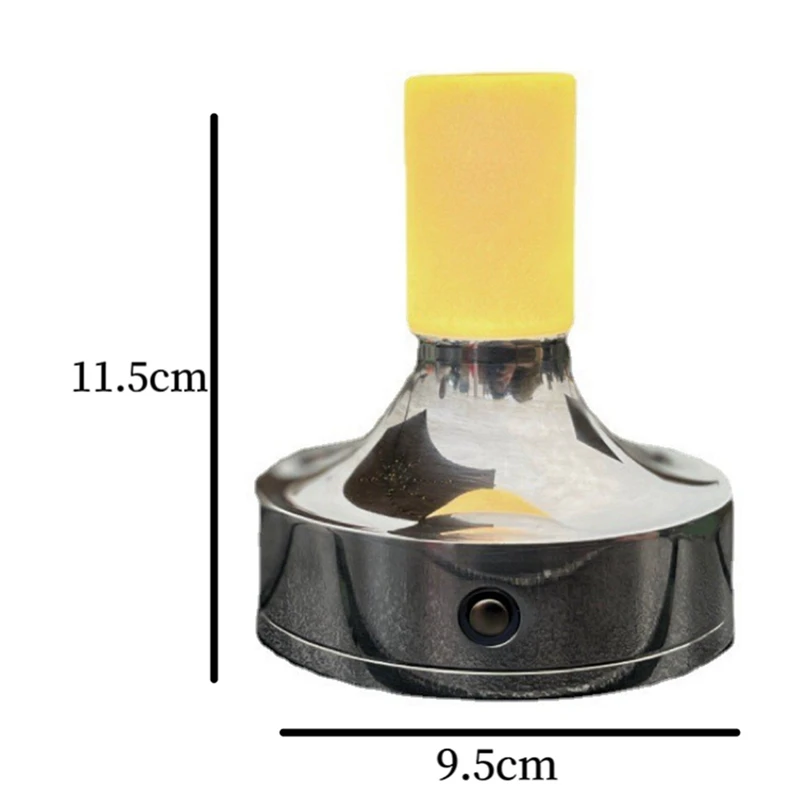Candle Table Lamp Short Style For Bedroom Rechargeable Wireless Touch Lamp Camping Rechargeable Type-C Desk Lamp Silver Durable